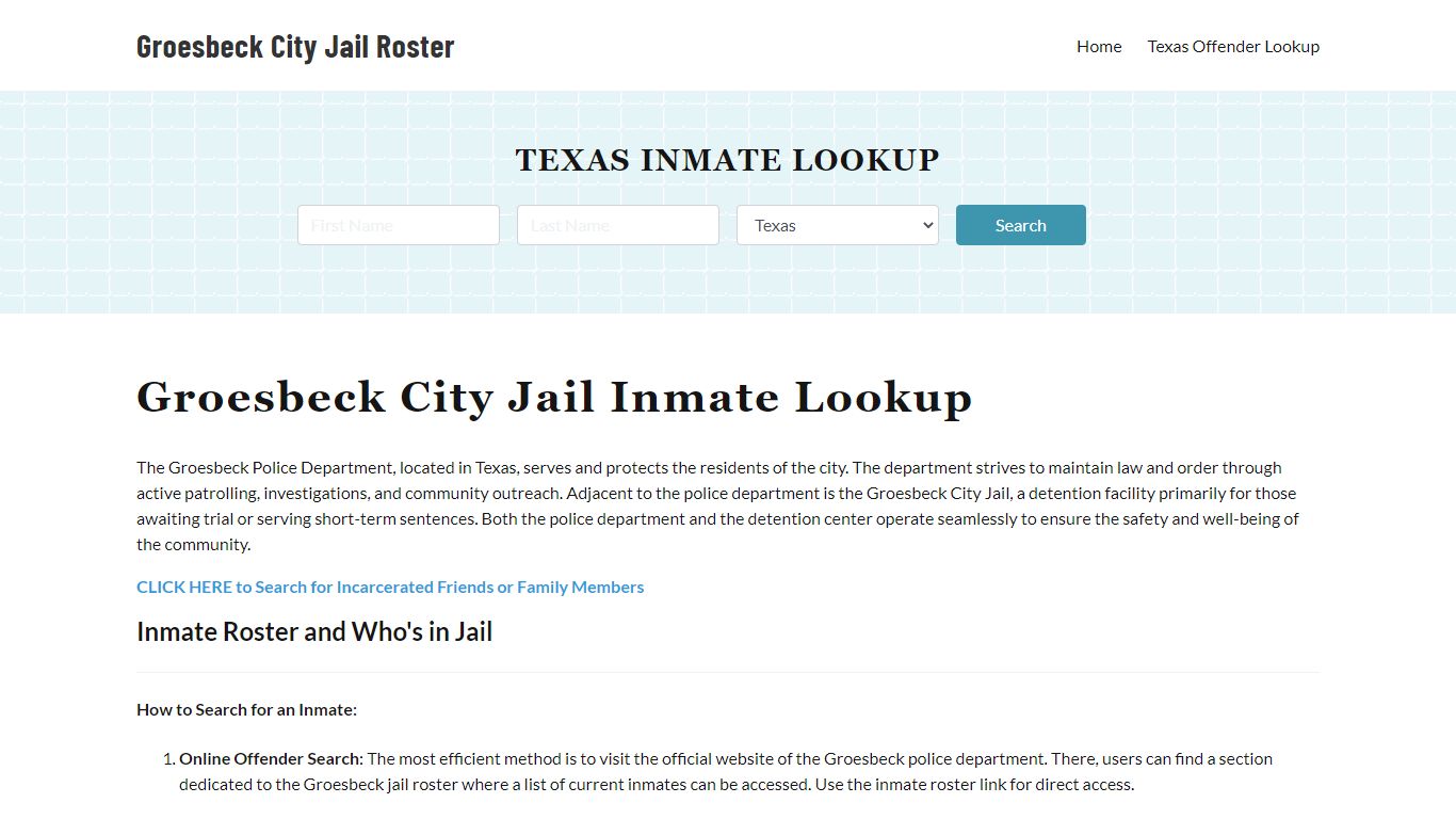 Groesbeck Police Department & City Jail, TX Inmate Roster, Arrests ...