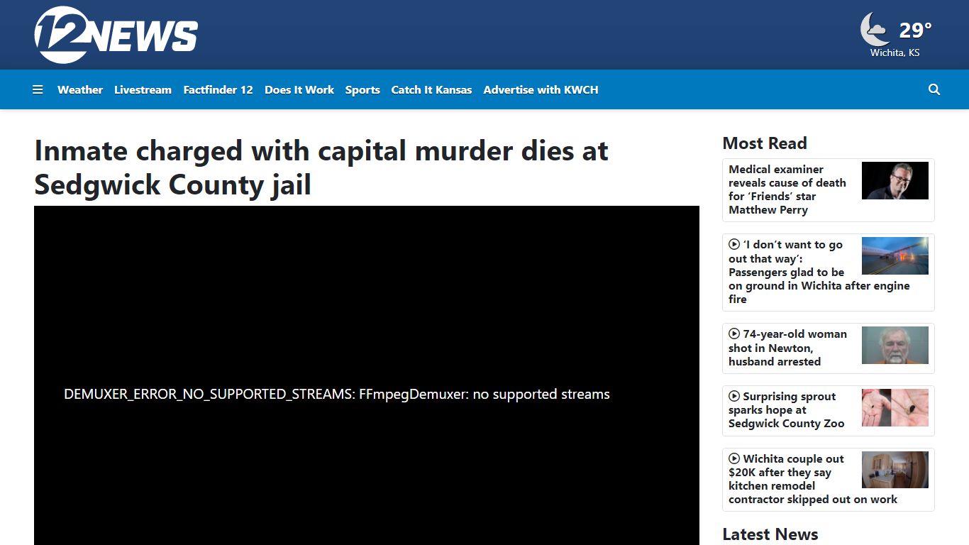 Inmate charged with capital murder dies at Sedgwick County jail - KWCH